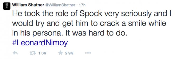 William Shatner's Leonard Nimoy tweets