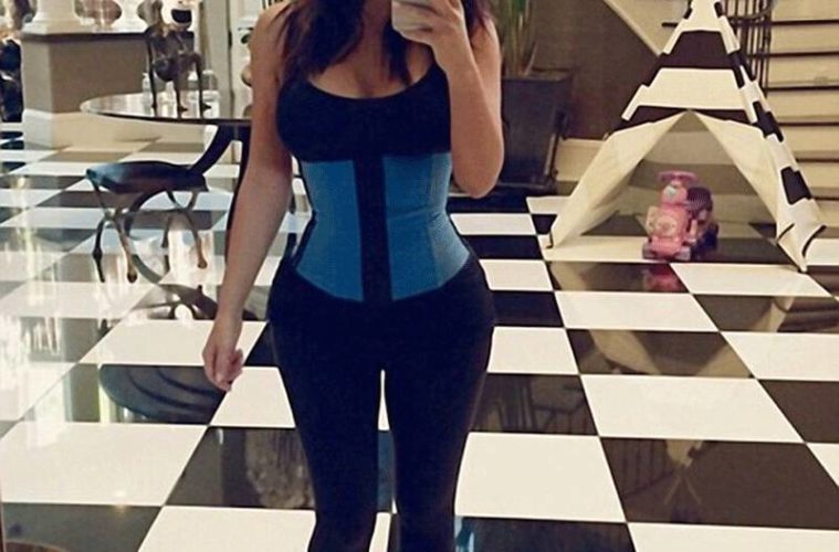 kim wearing her waist trainer corset